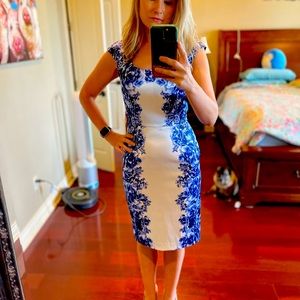 Blue and white White House black-market dress